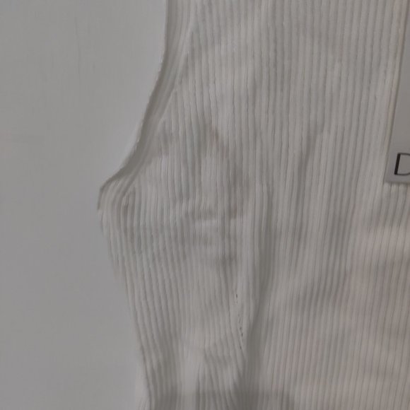 SOILED Dex Clothing Women's Ribbed Knit Tank Top White Size L $60 2A043 - Picture 5 of 5